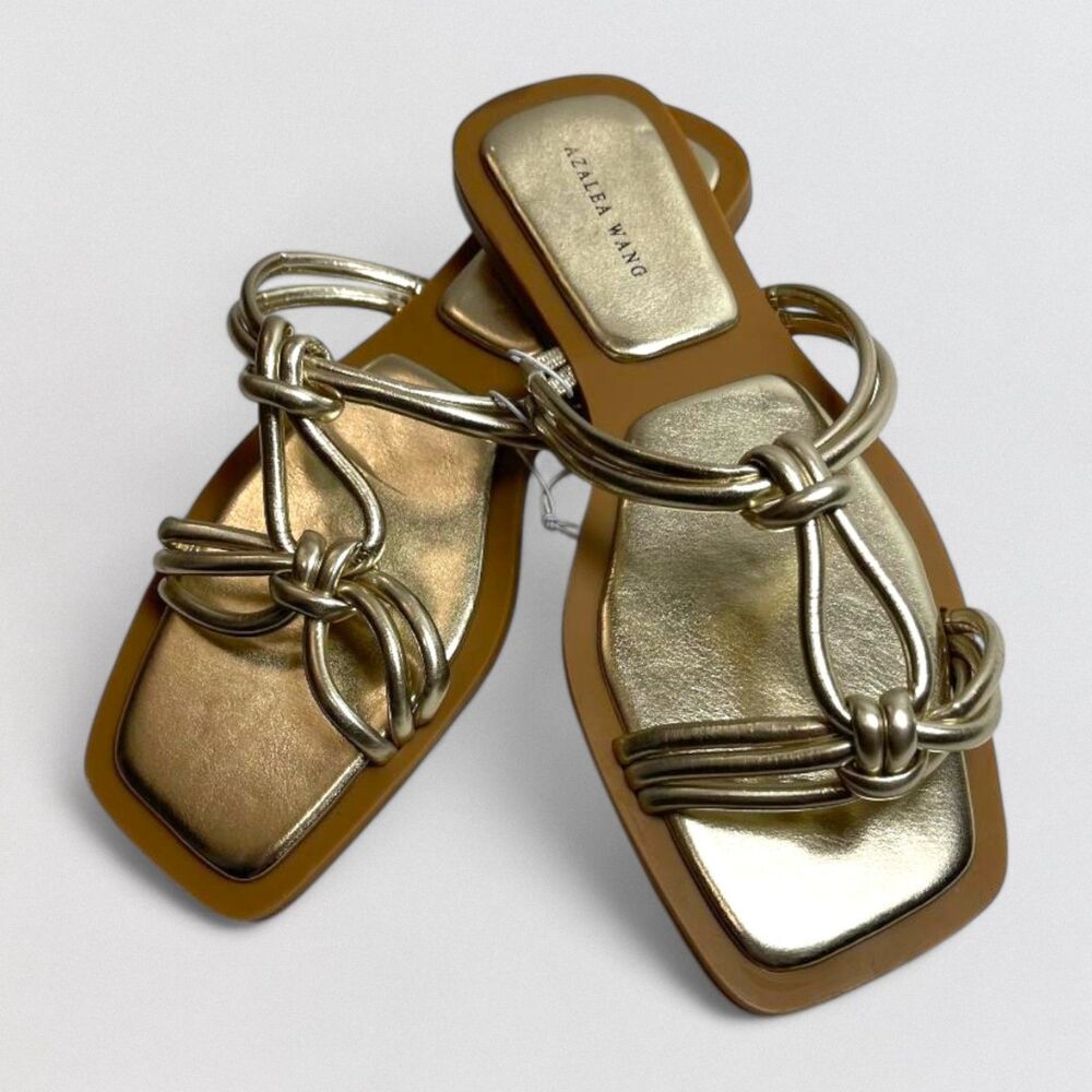 AZALEA WANG Stetson Gold Strappy Flat Sandals, NEW! Size 11